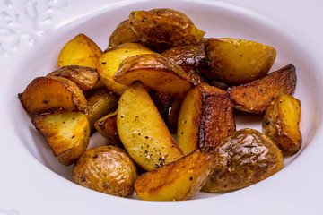 The potatoes wedges on the Board