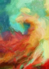 Foto auf Acrylglas Gemixte farben Abstract colorful waves. Digital design painting impressionism artwork. Hand drawn artistic pattern. Modern art. Good for printed pictures, postcards, posters or wallpapers and textile printing.