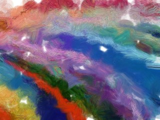 Abstract colorful waves. Digital design painting impressionism artwork. Hand drawn artistic pattern. Modern art. Good for printed pictures, postcards, posters or wallpapers and textile printing.