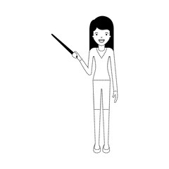 female teacher with pointing stick vector illustration design