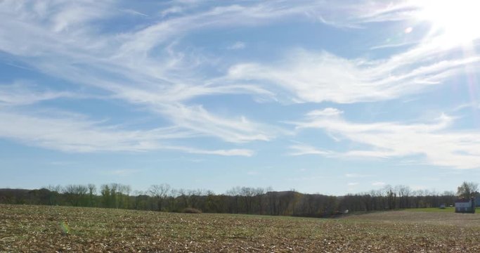 Monocacy Battlefield Civil War Farmland Buildings Wide Blue Sky, 4K