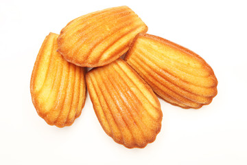 Madeleine cookie on white background    