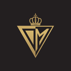 initial two letter half logo triangle gold