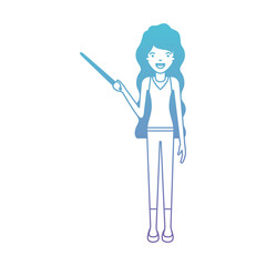 female teacher with pointing stick vector illustration design