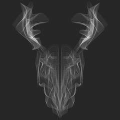 abstract graphic animal head x-ray line art for design