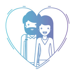 couple inside heart characters vector illustration design