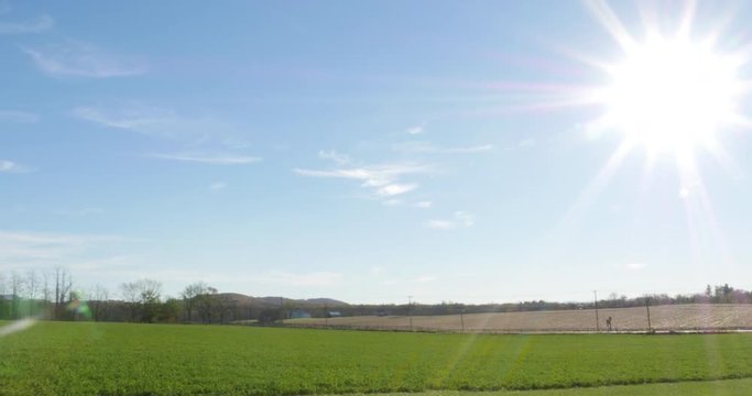 Monocacy Battlefield Civil War and Farmland Sun Flare Panning, 4K