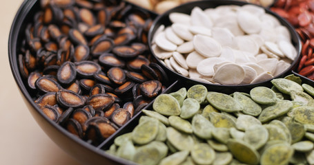 Traditional chinese snack tray for lunar new year