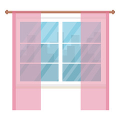 window with courtain isolated icon vector illustration design