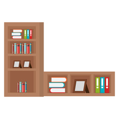 shelf with books icon vector illustration design