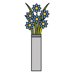 cute vase with flowers decorative vector illustration design