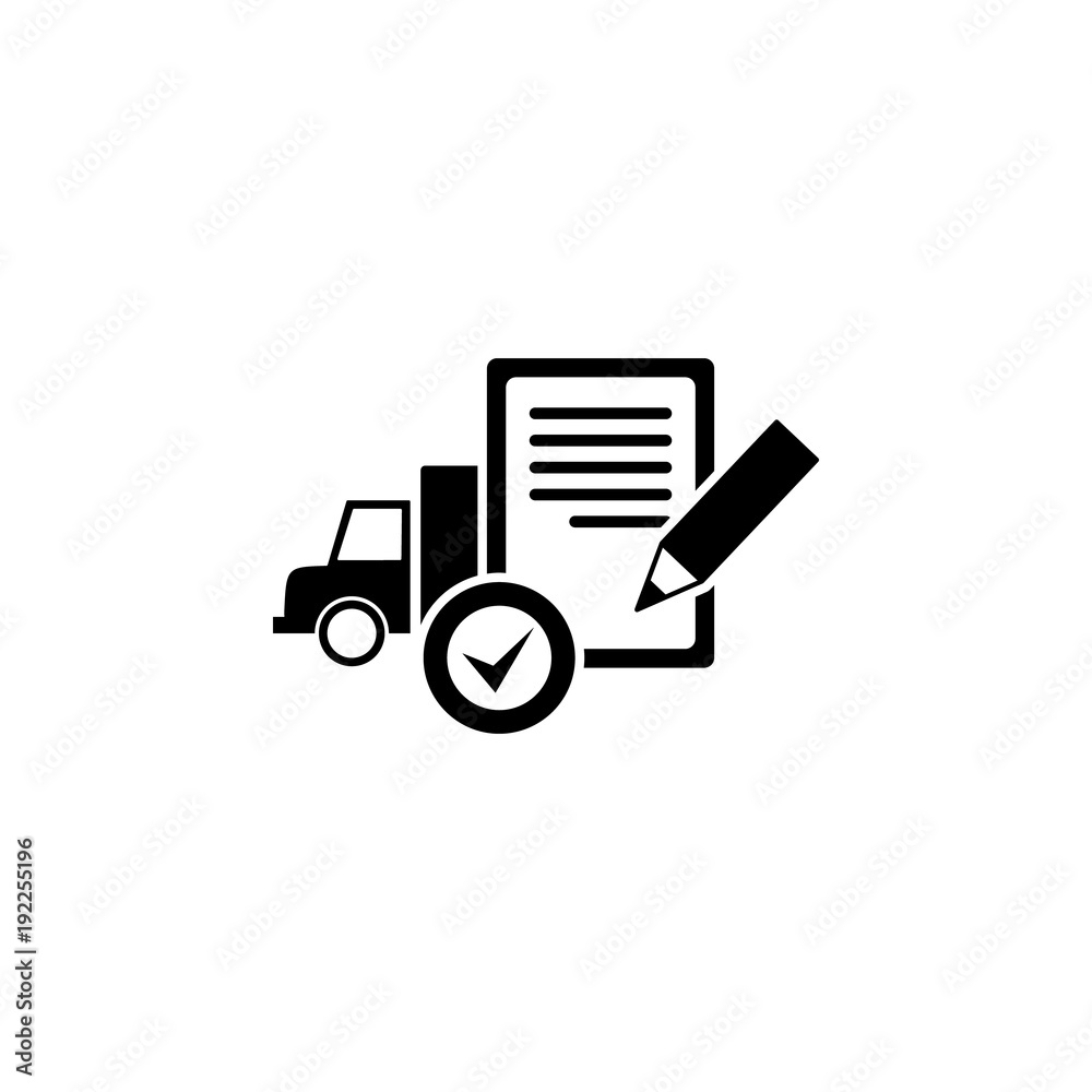 Poster document check truck icon. element of logistic for mobile concept and web apps. icon for website des