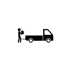 man collects packing boxes in a pickup truck icon. Element of logistic for mobile concept and web apps. Icon for website design and development, app development. Premium icon