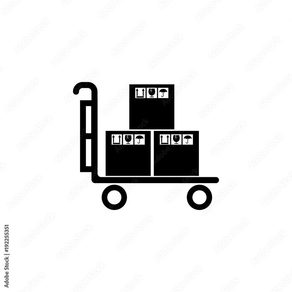 Poster trolley with a packing box icon. element of logistic for mobile concept and web apps. icon for websi