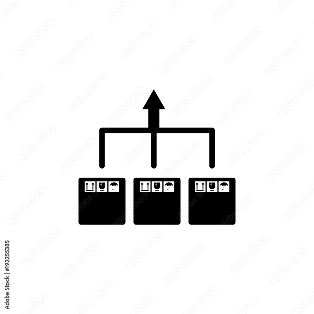 Poster arrow delivery of packing box icon. element of logistic for mobile concept and web apps. icon for we