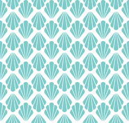 Vintage Shell Art Deco Seamless Pattern. Geometric decorative texture. 