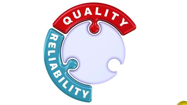 Quality, reliability, expertise. The inscription "quality, reliability, expertise" on the puzzle in the shape of a circle. Footage video