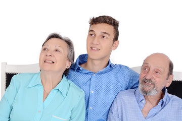 Portrait of smiling grandson with his grandparents
