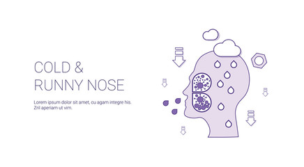 Cold And Runny Nose Web Banner With Copy Space Health Care Concept Vector Illustration