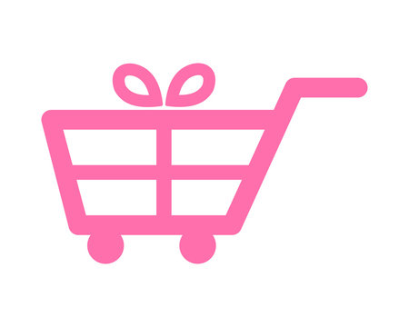 pink gift trolley cart carry carriage image vector icon logo