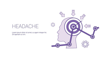 Headache Web Banner With Copy Space Health Care Concept Vector Illustration