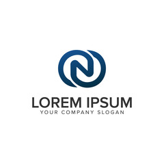 Letter N line circle logo design concept template