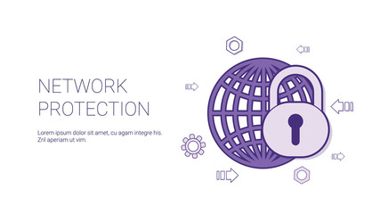 Network Protection Web Banner With Copy Space Online Security Concept Vector Illustration
