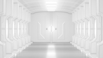 science lap, sci-fi corridor white color