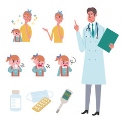 風邪　こども　イラスト　セット
