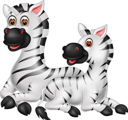 Fototapeta na wymiar funny zebra cartoon sitting with smile