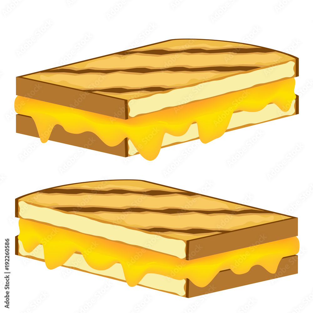 Sticker grilled cheese sandwich isolated on white