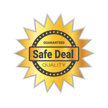 Safe Deal Badge Sticker Golden Quality Emblem Seal Isolated Vector Illustration