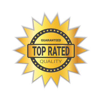 Top Rated Sticker Golden Badge High Quality Sign Isolated Vector Illustration