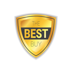 Best Buy Badge Sticker Golden Shopping Sale Icon Shield Isolated Vector Illustration