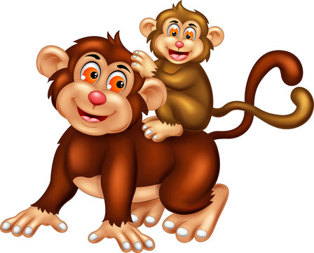 funny monkey cartoon posing with smile 