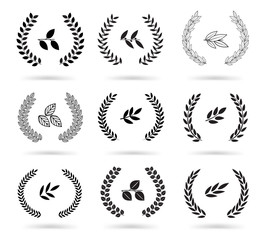 Set of black laurel wreaths isolated on white background. Vector illustration ready and simple to use for your design. EPS10.