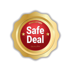 Safe Deal Sticker Golden Medal Icon Badge Isolated Vector Illustration