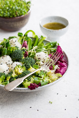 Vegetables salad with rice, food closeup