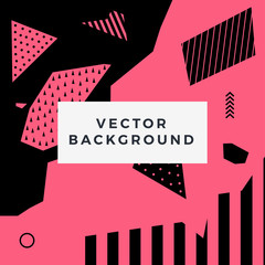 Vector Abstract Covers Templates, Graphic Poster with Memphis Pattern Elements, Pink Geometric Hipster Backgrounds, Brochures, Collage Album Covers and Banners, Bauhaus Style Patterns