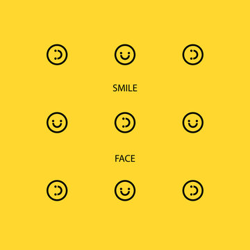 Vector Abstract Smile Face Backgrounds, Happy Face Backgrounds, Black and Yellow Brochures, Colorful Album Covers and Banners, Cute Icon Pattern