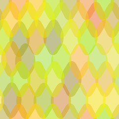 Abstract geometric seamless pattern with rhombus and squama decorative contemporary elements. yellow orange gray green geometric print, ethnic hipster trendy backdrop. Vector