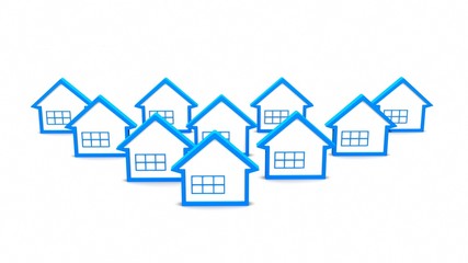 Blue house on white background. 3D rendering