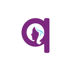 q Letter Face Women Logo
