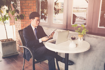 Portrait of happy businessman, Concept of young business people working at home