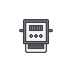 Electric voltage gauge filled outline icon, line vector sign, linear colorful pictogram isolated on white. Electric meter symbol, logo illustration. Pixel perfect vector graphics