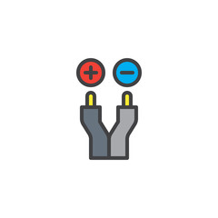 Electric wire filled outline icon, line vector sign, linear colorful pictogram isolated on white. Cable symbol, logo illustration. Pixel perfect vector graphics