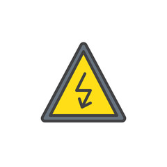 High voltage sign filled outline icon, line vector sign, linear colorful pictogram isolated on white. Danger electricity symbol, logo illustration. Pixel perfect vector graphics