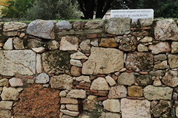 Wall in Ancient Agora of Athens, Greece