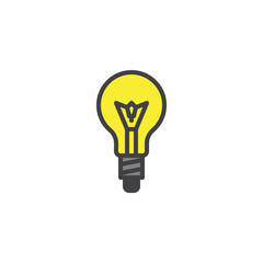 Light bulb filled outline icon, line vector sign, linear colorful pictogram isolated on white. Lamp, idea symbol, logo illustration. Pixel perfect vector graphics