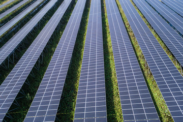 Aerial view : Solar farm, solar panels in Thailand